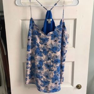 Blush and blue floral scalloped cami